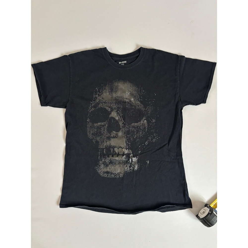 SUNA Vintage Skull Graphic T Shirt Large Black Gothic Punk Streetwear Tee